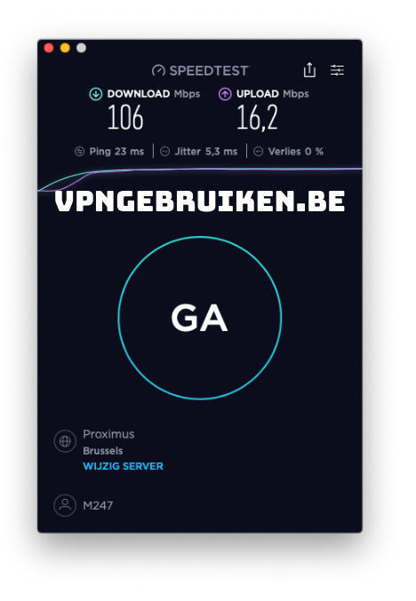 Snelheidstest Ivacy VPN server België - http://evad.be