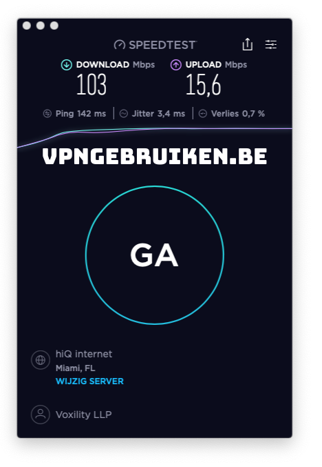 Snelheidstest Ivacy VPN server Verenigde Staten - http://evad.be