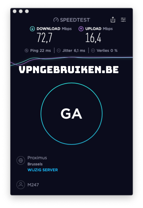 Snelheidstest PureVPN VPN server België - http://evad.be