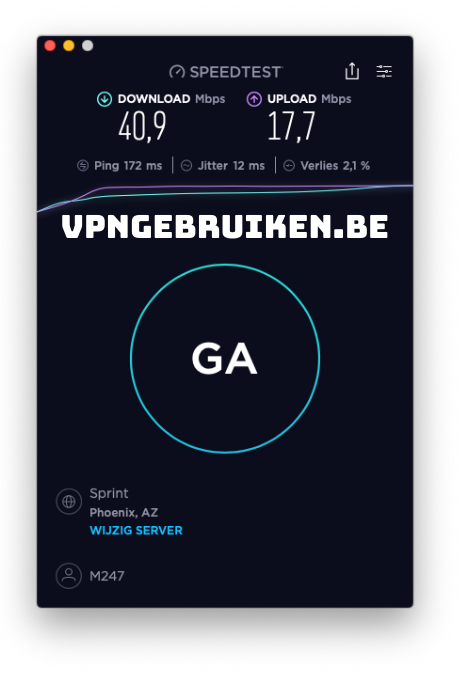 Snelheidstest PureVPN server Verenigde Staten - http://evad.be